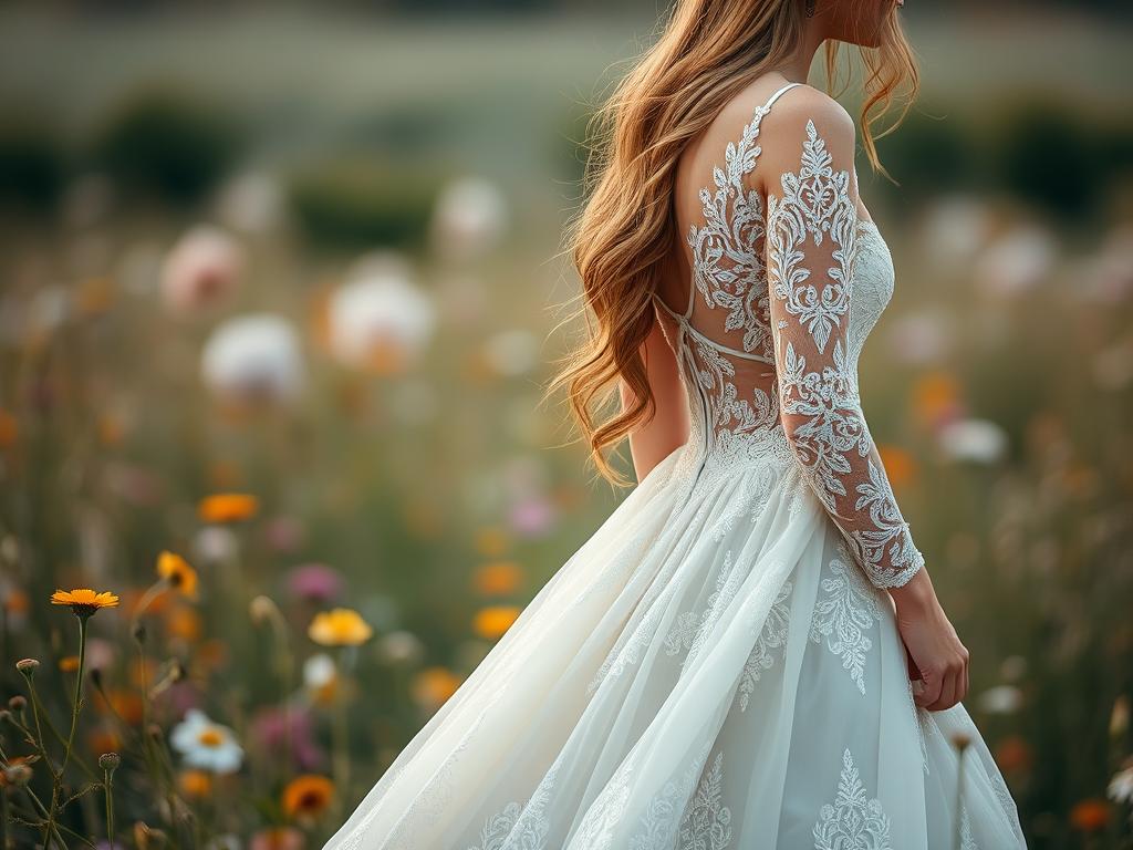 Boho Brautkleid in Pastelltönen
