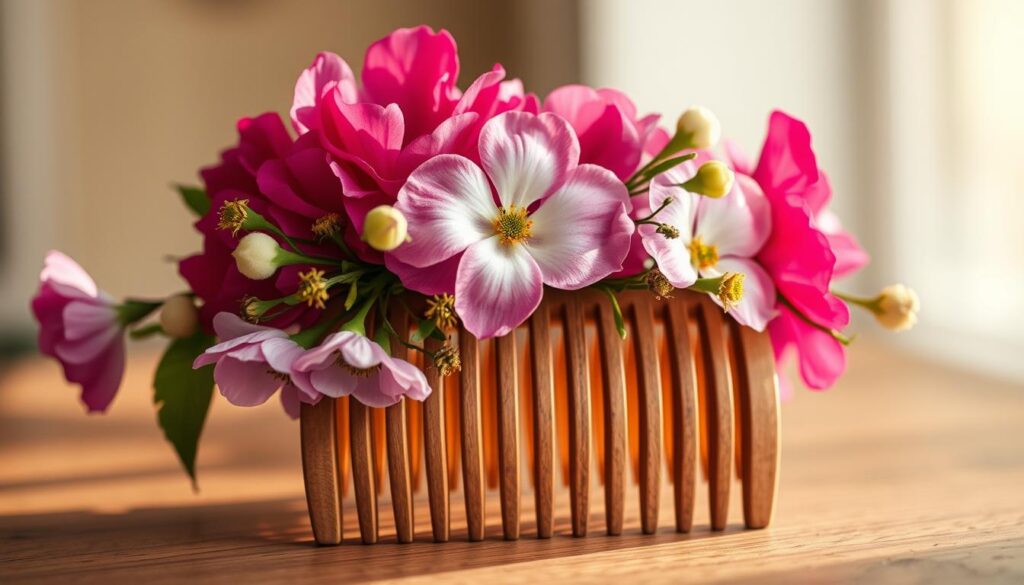 Pflege von Blumen-Haarkämmen
