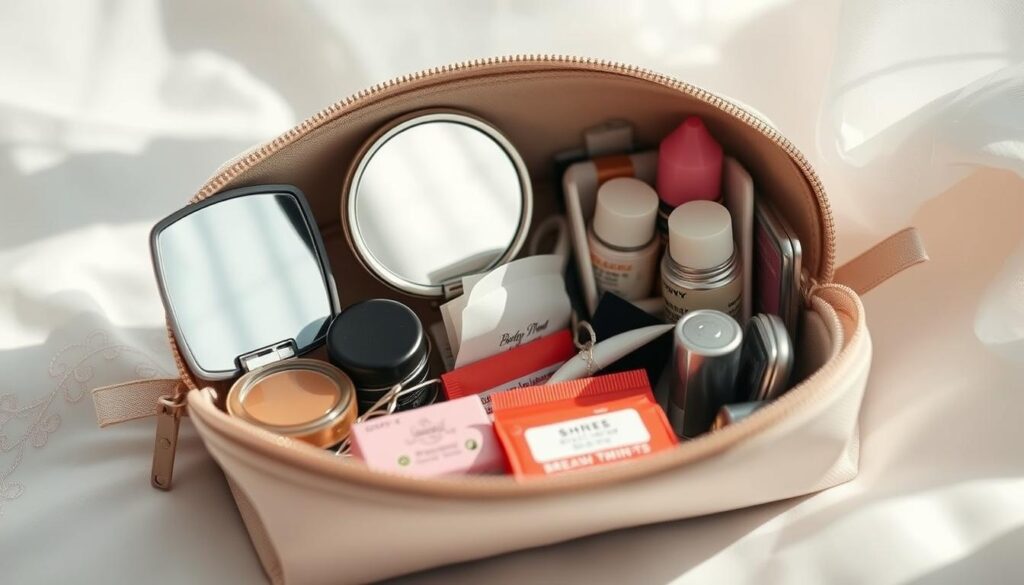 Persönliche Gegenstände in der Notfalltasche für die Braut