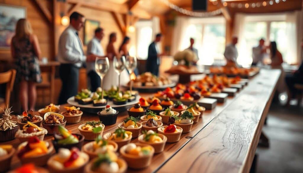 unkonventioneller Hochzeitsempfang mit kreativen Snacks