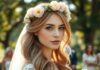 Hochzeitsfrisur Blumenkranz & offene Haare 2026: Ideen Blumenkranz Hochzeit offene Haare