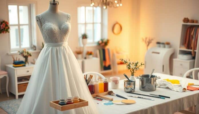 Schritt für Schritt Anleitung Brautkleid färben